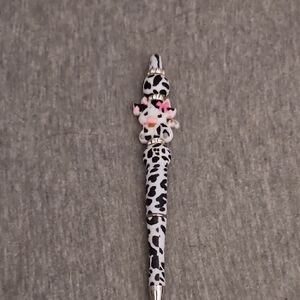 Leopard Print Pen with Cute Character Topper